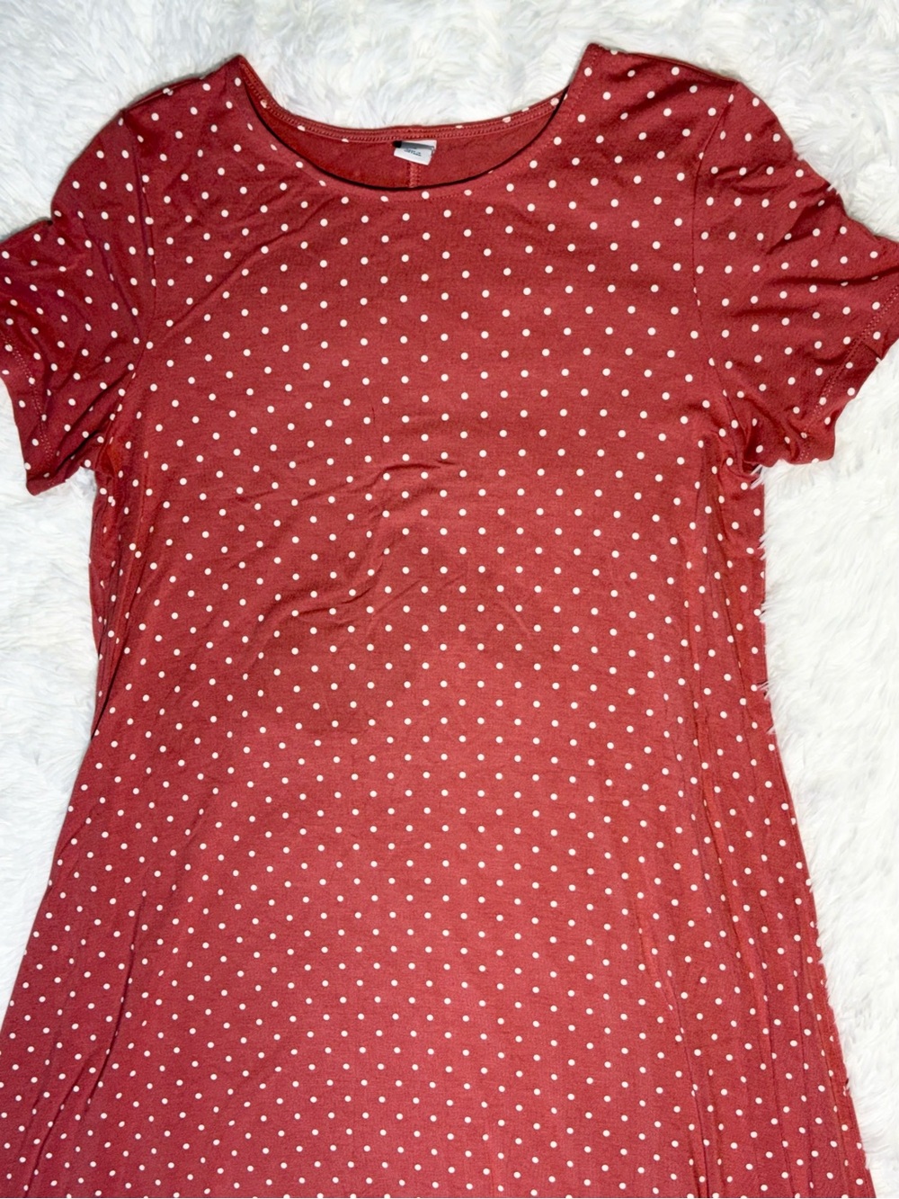 Old Navy Women's Polka Dot Dress Terracotta Rust Size M Casual Short Sleeve Midi - Picture 3 of 6